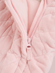 Pink Velour Zip Through Quilted Baby All-In-One (0mths-2yrs) - Image 7 of 9