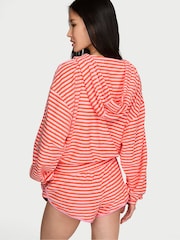 Victoria's Secret Pink Coral Stripe Terry Full Zip Hoodie - Image 2 of 3