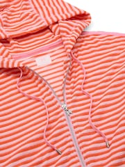 Victoria's Secret Pink Coral Stripe Terry Full Zip Hoodie - Image 3 of 3