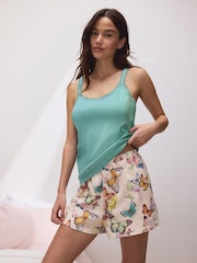Teal Blå fjäril - Ribbväst Kort Pyjamas Set - Bild 2 av 5