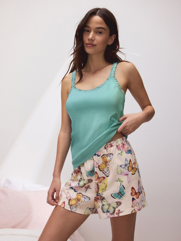 Teal Blå fjäril - Ribbväst Kort Pyjamas Set - Bild 2 av 5 Teal Blå fjäril - Ribbväst Kort Pyjamas Set - Bild 2 av 5