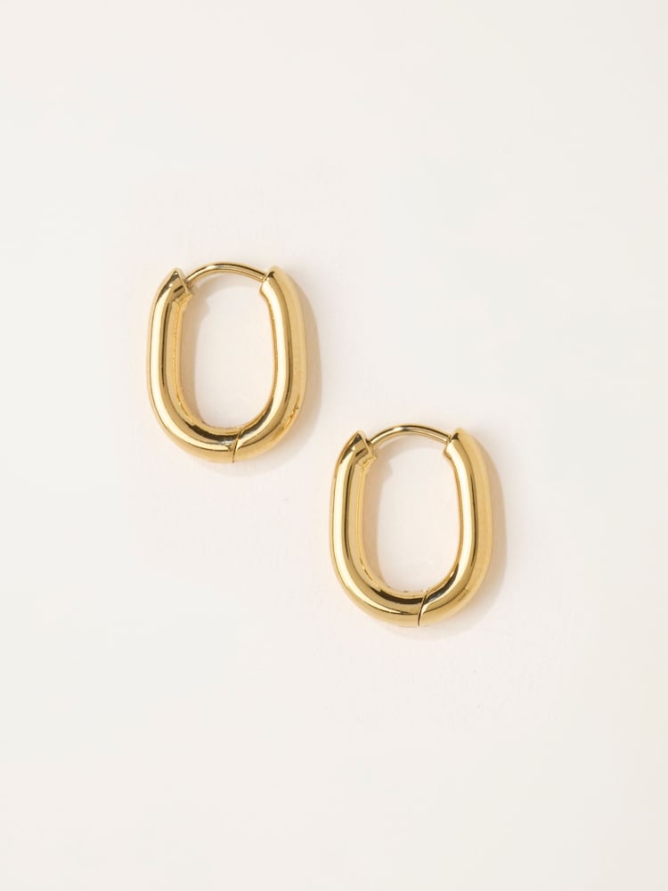 FatFace Gold Tone Waterproof Oval Hoops - Image 1 of 2