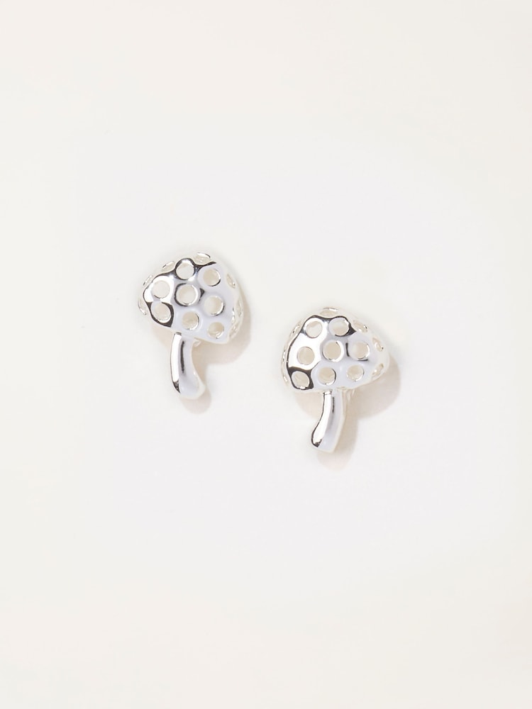 FatFace Silver Tone Toadstool Stud Earrings - Image 1 of 2