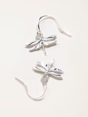 FatFace Silver Tone Dragonfly Drop Earrings - Image 2 of 2