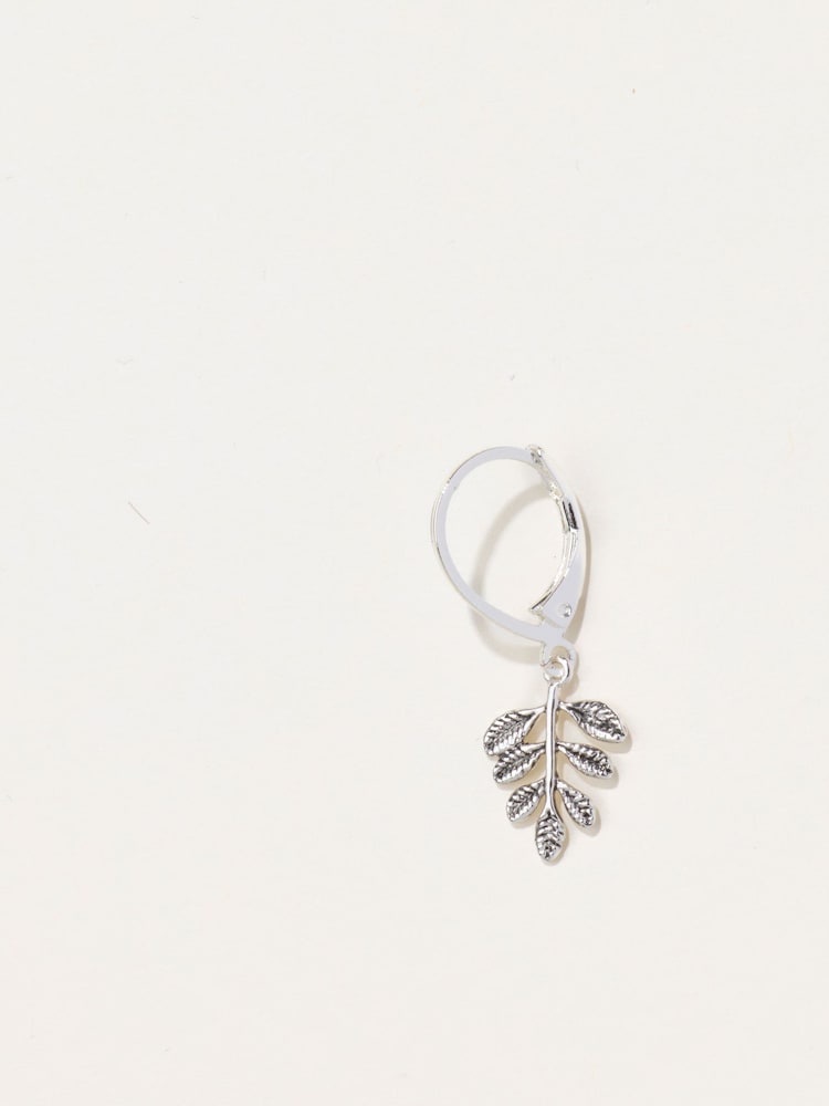 FatFace Silver Tone Leaf Drop Earrings - Image 1 of 2