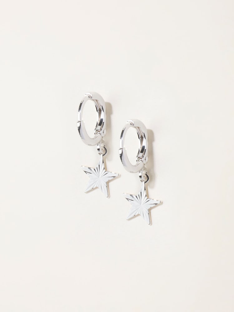 FatFace Silver Tone Star Drop Earrings - Image 2 of 3 FatFace Silver Tone Star Drop Earrings - Image 2 of 3