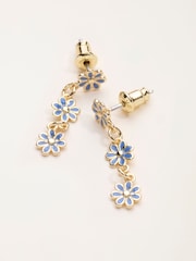 FatFace Blue Trio Flower Drop Earrings - Image 4 of 4