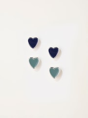 FatFace Green 2 Pairs of heart Earrings - Image 1 of 2