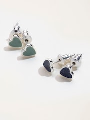 FatFace Green 2 Pairs of heart Earrings - Image 2 of 2