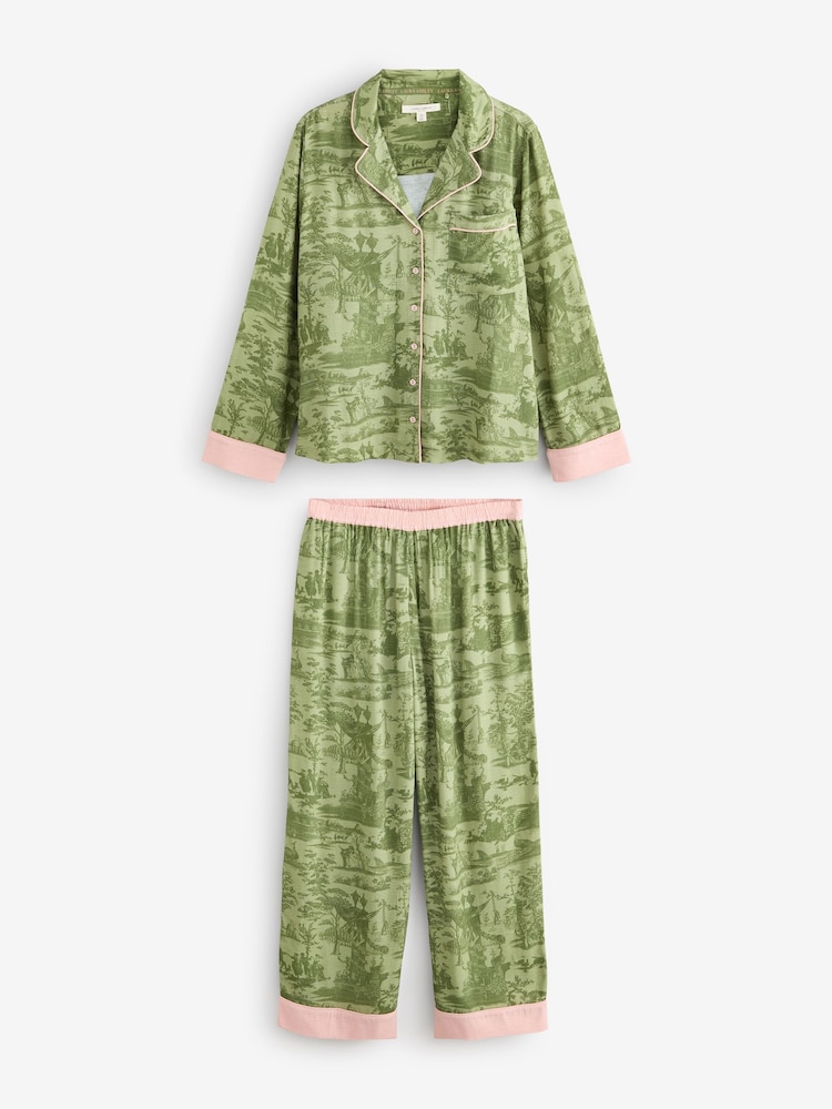 Laura Ashley Green Braysmith Toile Button Through Pyjamas - Image 1 of 7 Laura Ashley Green Braysmith Toile Button Through Pyjamas - Image 1 of 7