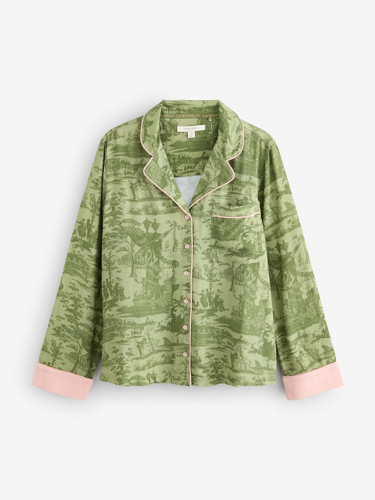 Laura Ashley Green Braysmith Toile Button Through Pyjamas - Image 2 of 7 Laura Ashley Green Braysmith Toile Button Through Pyjamas - Image 2 of 7