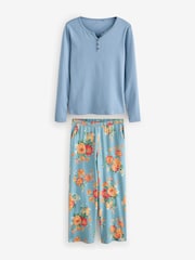 Laura Ashley Blue/Orange Cecelia Pumpkin Pointelle/Jersey Pyjamas - Image 6 of 10