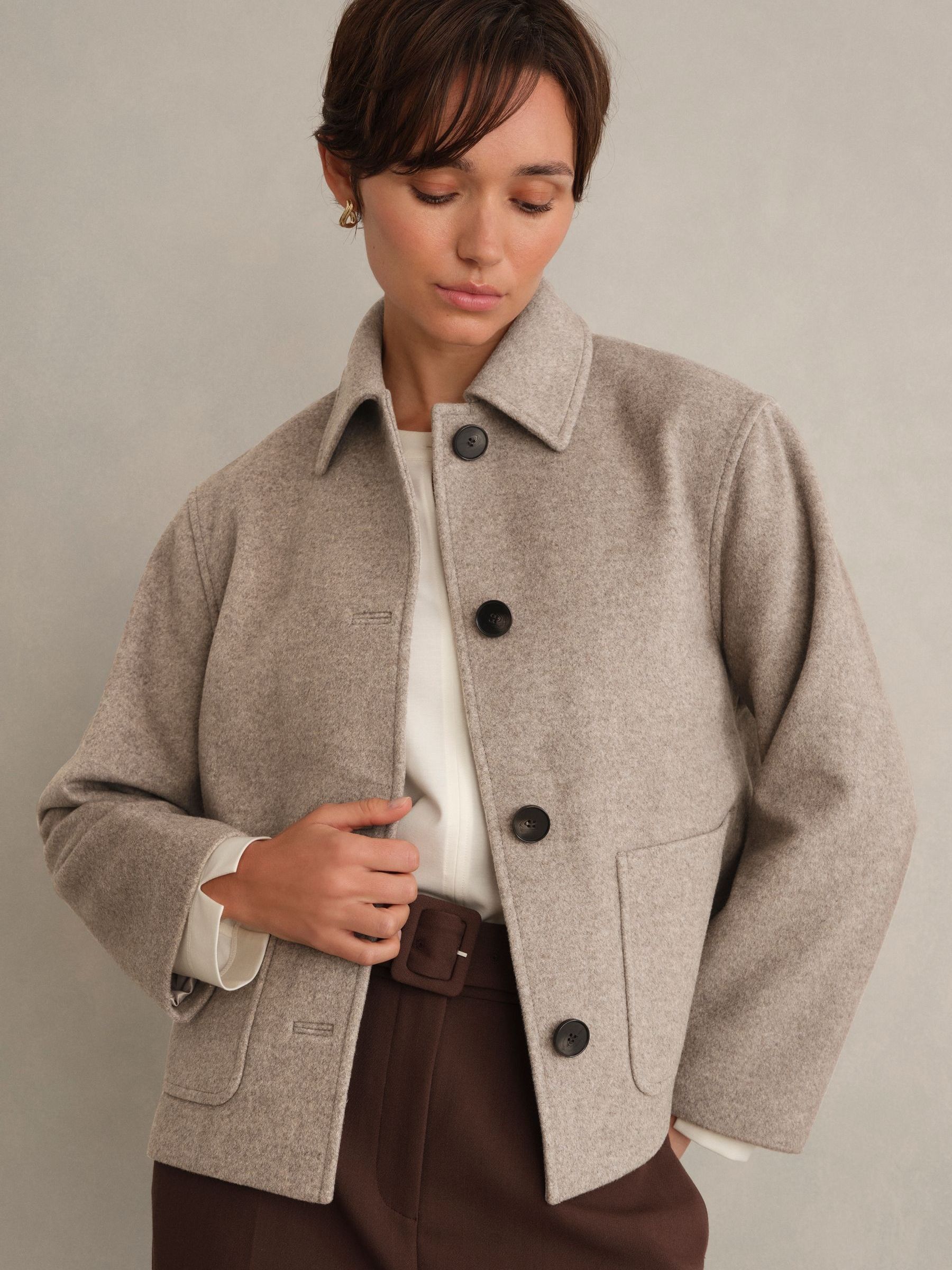 Buy Hobbs Stone Grey Milly Wool Jacket from Next USA