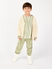 Kremowy - GEN Tipped Cardigan - Obraz 1 z 6