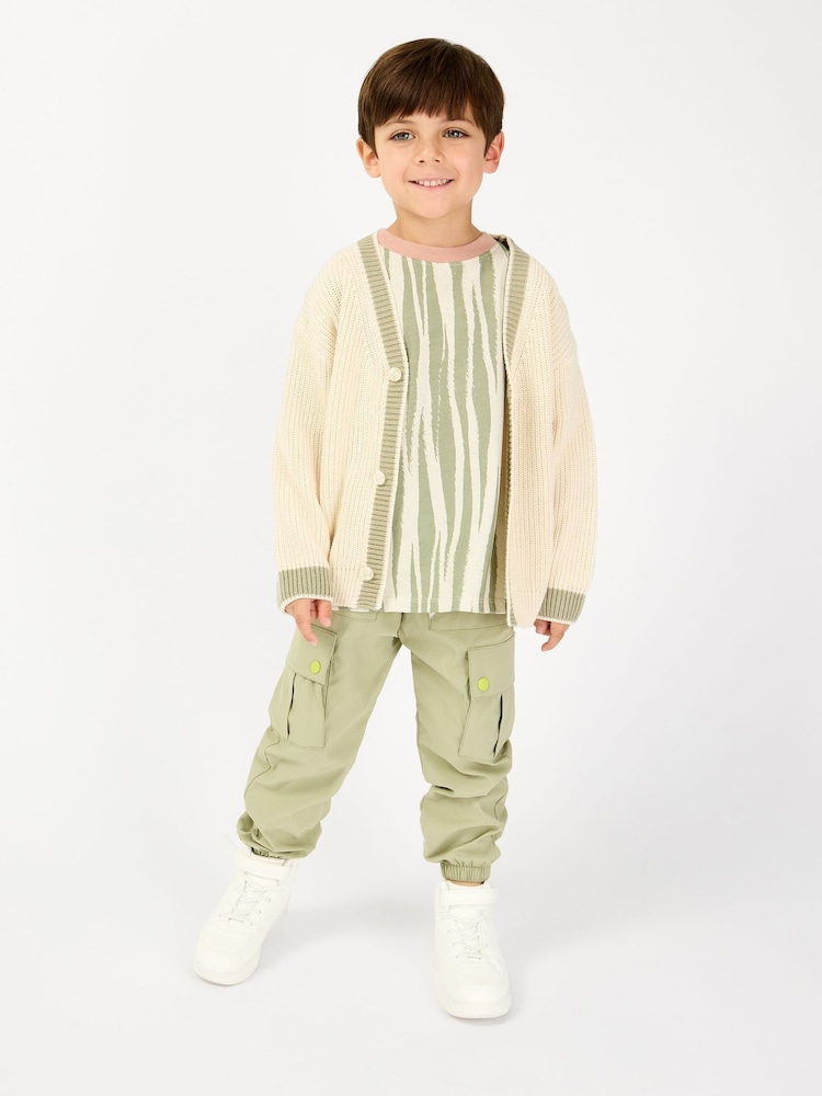 Kremowy - GEN Tipped Cardigan - Obraz 1 z 6