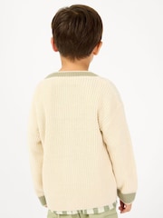 Kremowy - GEN Tipped Cardigan - Obraz 2 z 6