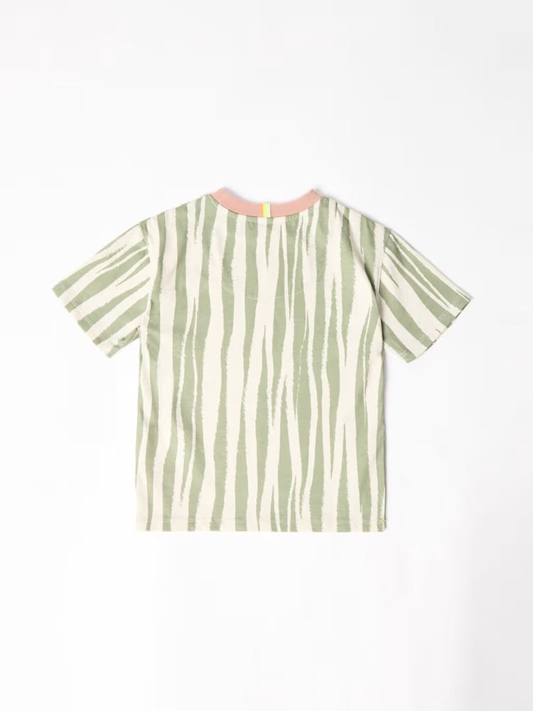 GEN Green Short Sleeve Tiger Stripe Printed Pyjamas - Image 2 of 6