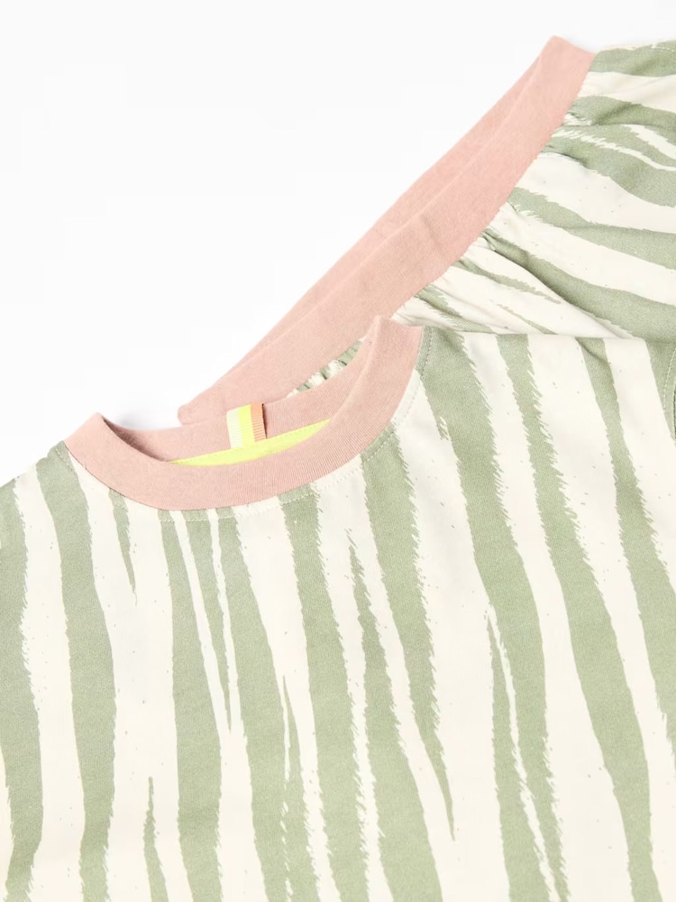 GEN Green Short Sleeve Tiger Stripe Printed Pyjamas - Image 6 of 6