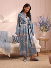 Laura Ashley Blue Avielle Hammered Satin Robe - Image 1 of 5