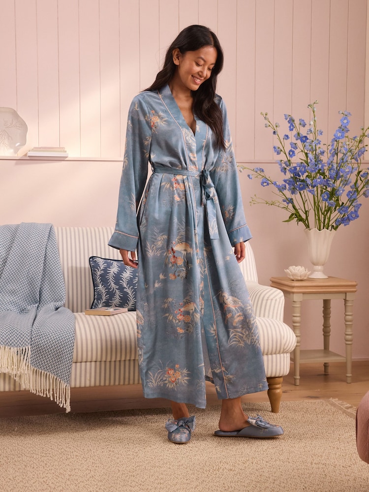 Laura Ashley Blue Avielle Hammered Satin Robe - Image 1 of 5 Laura Ashley Blue Avielle Hammered Satin Robe - Image 1 of 5