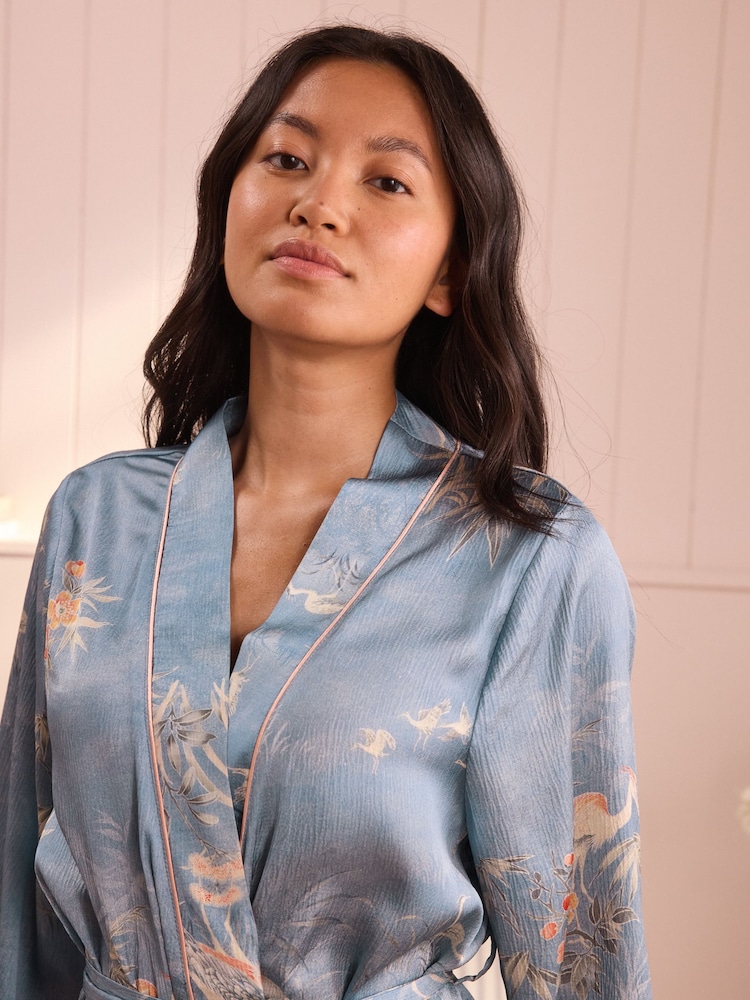 Laura Ashley Blue Avielle Hammered Satin Robe - Image 5 of 5 Laura Ashley Blue Avielle Hammered Satin Robe - Image 5 of 5
