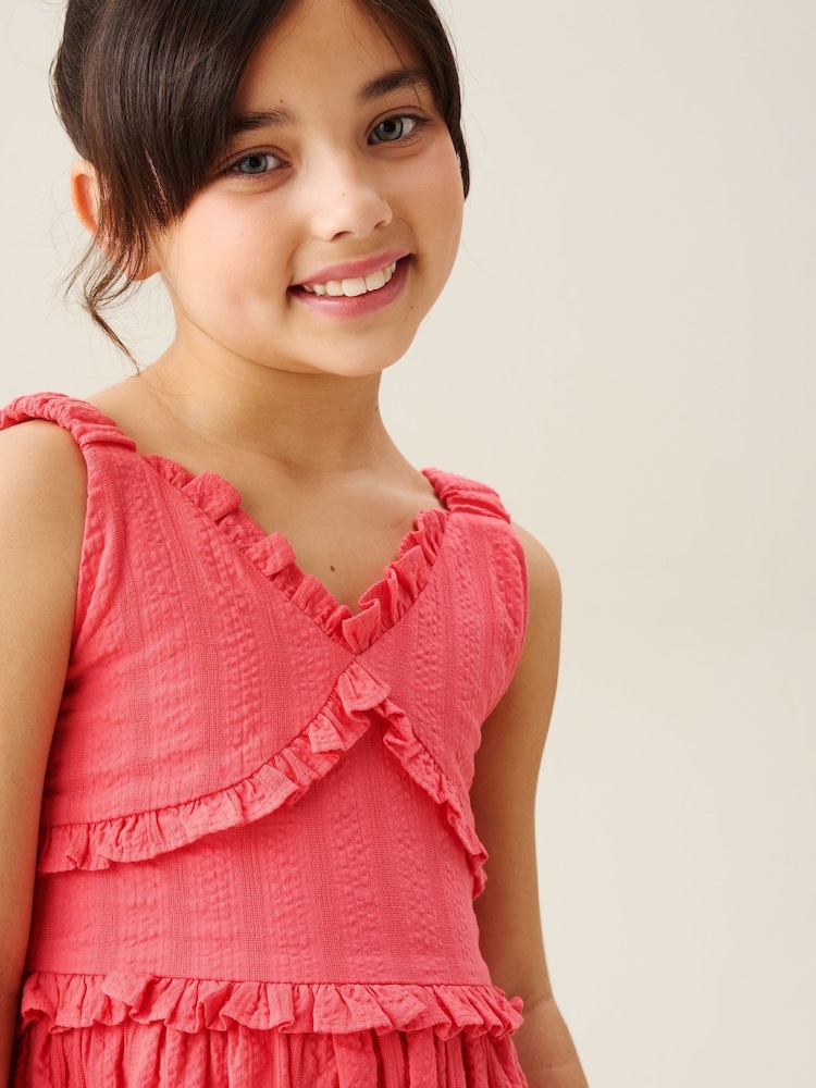 Angel & Rocket Pink Marie Coral Tiered Frill Dress - Image 6 of 6
