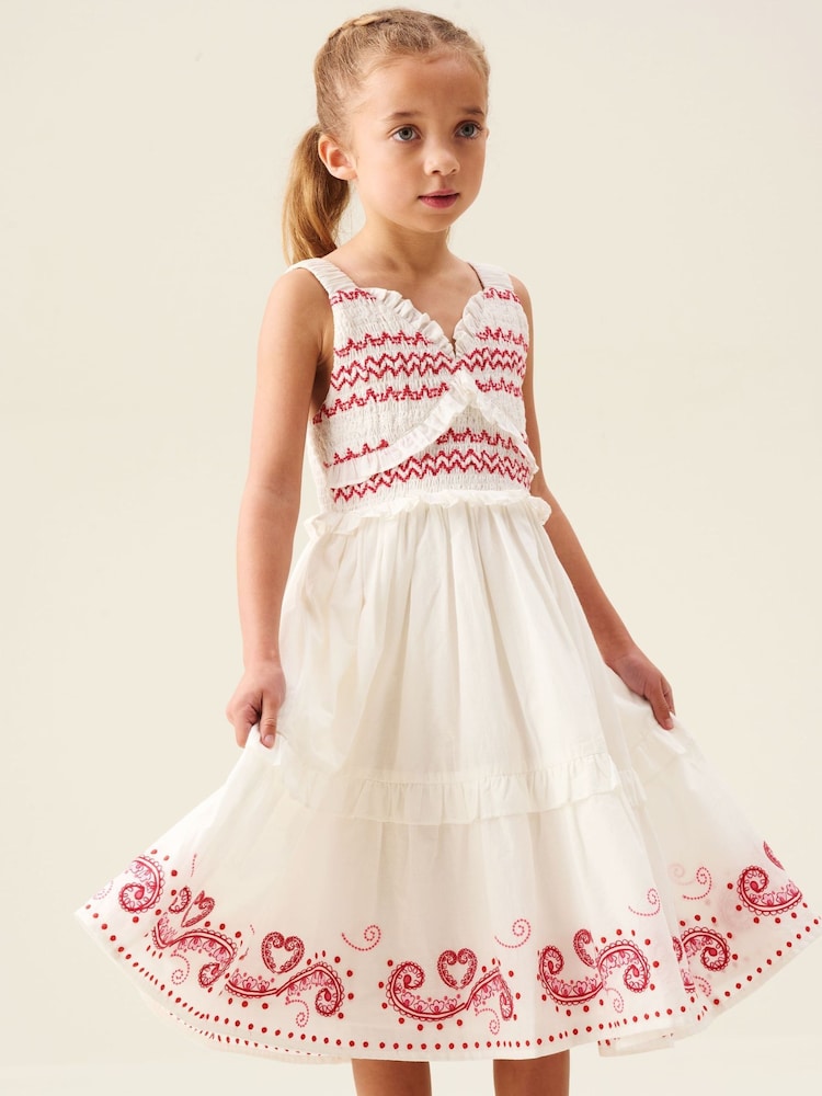 Angel & Rocket Cream Everlyn Embroidered Frill Dress - Image 1 of 7