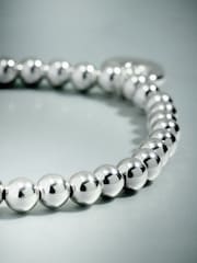 Plateado (metal) - Sterling Plated Heart Ball Stretch Bracelet - Imagen 3 de 3