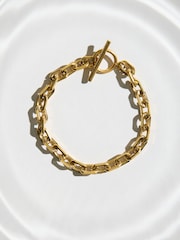 Tono dorado - Waterproof Stainless Steel Chain T-Bar Bracelet - Imagen 4 de 6