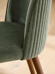 Set of 2 Relaxed Chenille Forest Green Dark Wood Leg Valencia Upholstered Dining Chairs - Image 2 of 7