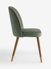 Set of 2 Relaxed Chenille Forest Green Dark Wood Leg Valencia Upholstered Dining Chairs - Image 4 of 7