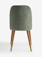 Set of 2 Relaxed Chenille Forest Green Dark Wood Leg Valencia Upholstered Dining Chairs - Image 5 of 7