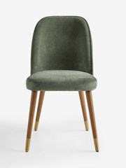 Set of 2 Relaxed Chenille Forest Green Dark Wood Leg Valencia Upholstered Dining Chairs - Image 6 of 7