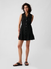 Gap Black Eyelet Tiered Mini Dress - Image 3 of 4