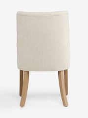 Set of 2 Relaxed Linen Look Pebble Natural Light Wood Leg Wolton Buttoned Collection Luxe Button Dining Chairs - Image 5 of 6