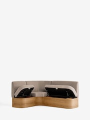 Soft Twill Light Mink Brown Noa Curve Left Hand Corner Storage Dining Bench - Image 10 of 16