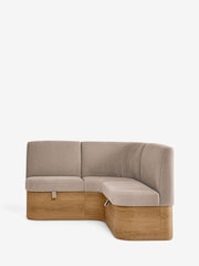Soft Twill Light Mink Brown Noa Curve Left Hand Corner Storage Dining Bench - Image 11 of 16