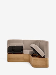 Soft Twill Light Mink Brown Noa Curve Left Hand Corner Storage Dining Bench - Image 12 of 16