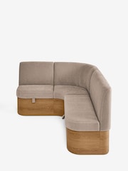Soft Twill Light Mink Brown Noa Curve Left Hand Corner Storage Dining Bench - Image 13 of 16