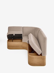 Soft Twill Light Mink Brown Noa Curve Left Hand Corner Storage Dining Bench - Image 14 of 16