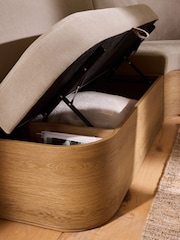 Soft Twill Light Mink Brown Noa Curve Left Hand Corner Storage Dining Bench - Image 4 of 16