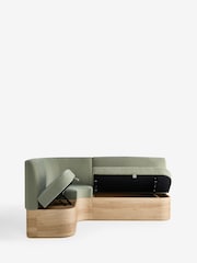Soft Twill Sage Green Noa Curve Left Hand Corner Storage Dining Bench - Image 10 of 15