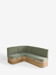 Soft Twill Sage Green Noa Curve Left Hand Corner Storage Dining Bench - Image 13 of 15