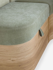 Soft Twill Sage Green Noa Curve Left Hand Corner Storage Dining Bench - Image 15 of 15