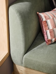 Soft Twill Sage Green Noa Curve Left Hand Corner Storage Dining Bench - Image 4 of 15