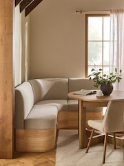 Natural Noa Curve Tweedy Plain Light Right Hand Corner Corner Storage Dining Bench - Image 1 of 12