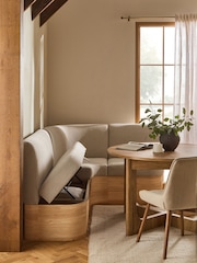 Natural Noa Curve Tweedy Plain Light Right Hand Corner Corner Storage Dining Bench - Image 2 of 12