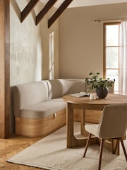 Natural Noa Curve Tweedy Plain Light Right Hand Corner Corner Storage Dining Bench - Image 4 of 12