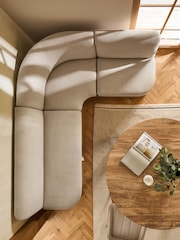 Natural Noa Curve Tweedy Plain Light Right Hand Corner Corner Storage Dining Bench - Image 5 of 12