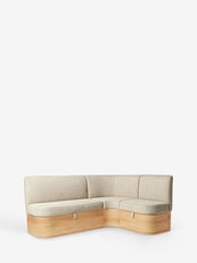 Natural Noa Curve Tweedy Plain Light Right Hand Corner Corner Storage Dining Bench - Image 7 of 12